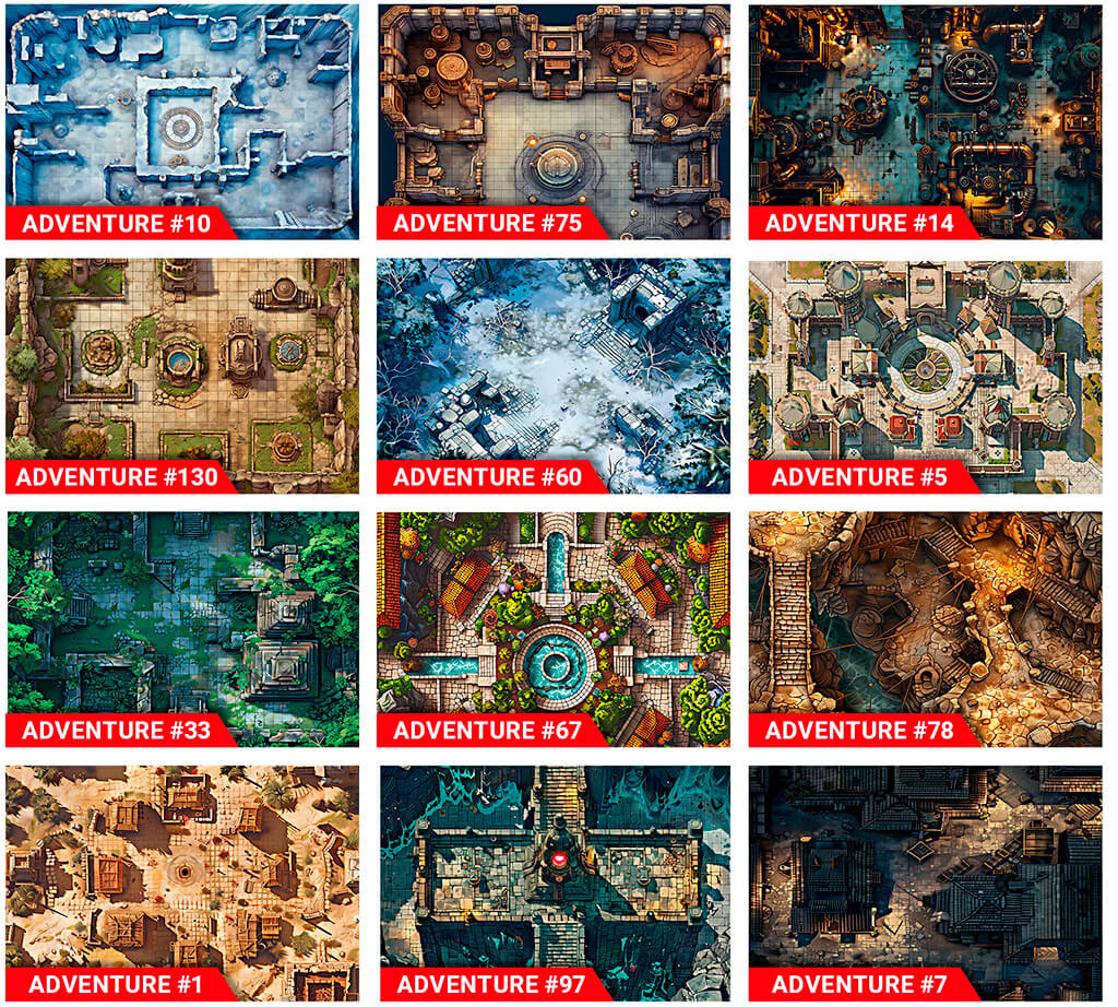 Preview of immersive RPG maps for D&D and other RPG games. These maps are designed to play immersive campaigns with their players. RPG Tabletops