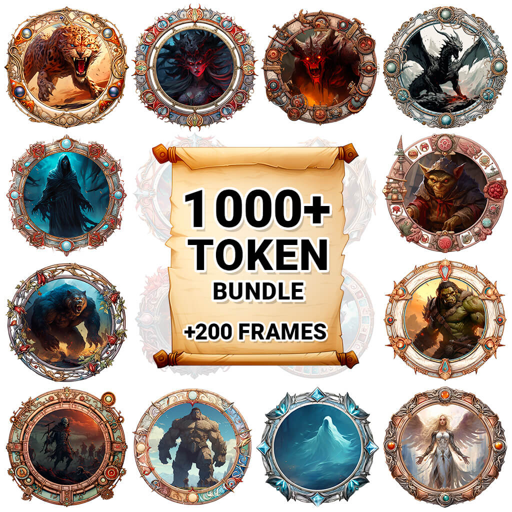 1,000+ Token Bundle for Any Campaign (+200 Frames) – RPG Tabletops
