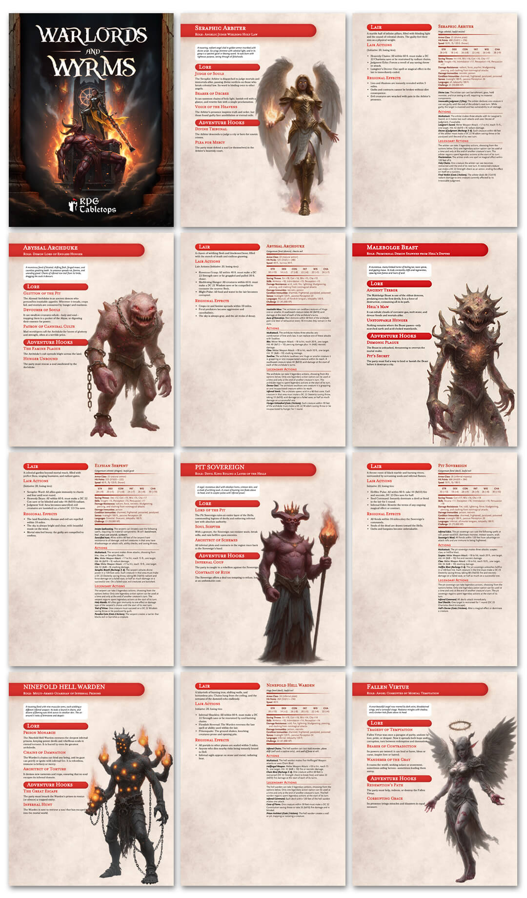 A 4x2 grid of RPG maps with high details that helps Game Masters prepare immersive RPG sessions very quickly.