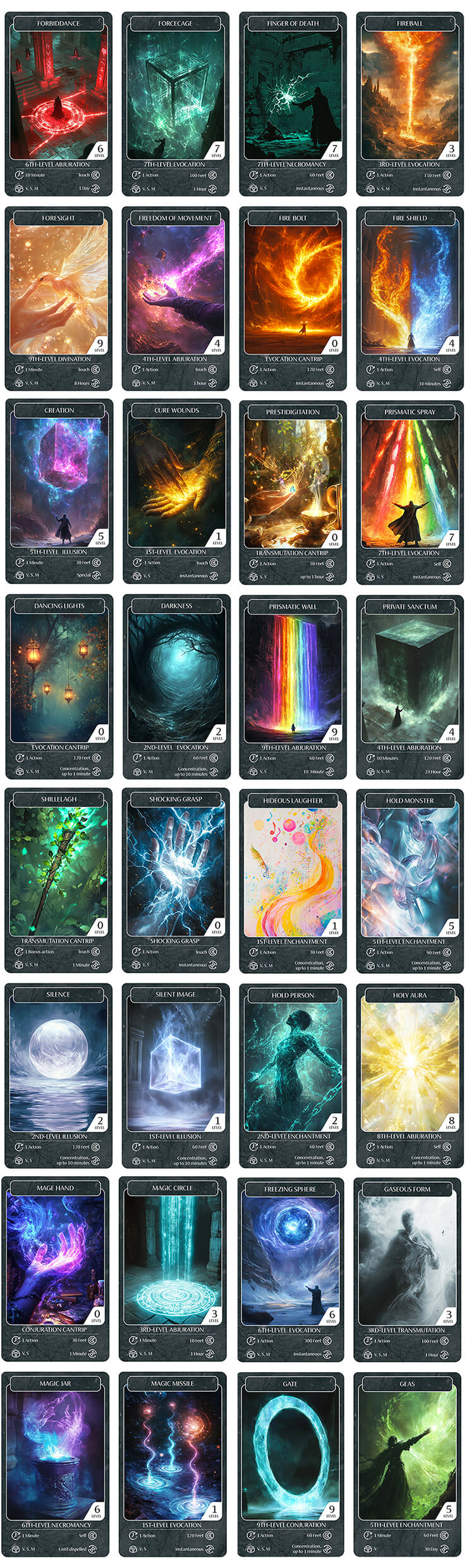 Spell Map 408 Printable DnD Spell Cards - 2024 Edition – RPG Tabletops