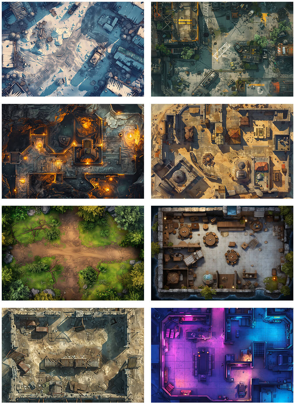 Preview of immersive RPG maps for D&D and other RPG games. These maps are designed to play immersive campaigns with their players. RPG Tabletops