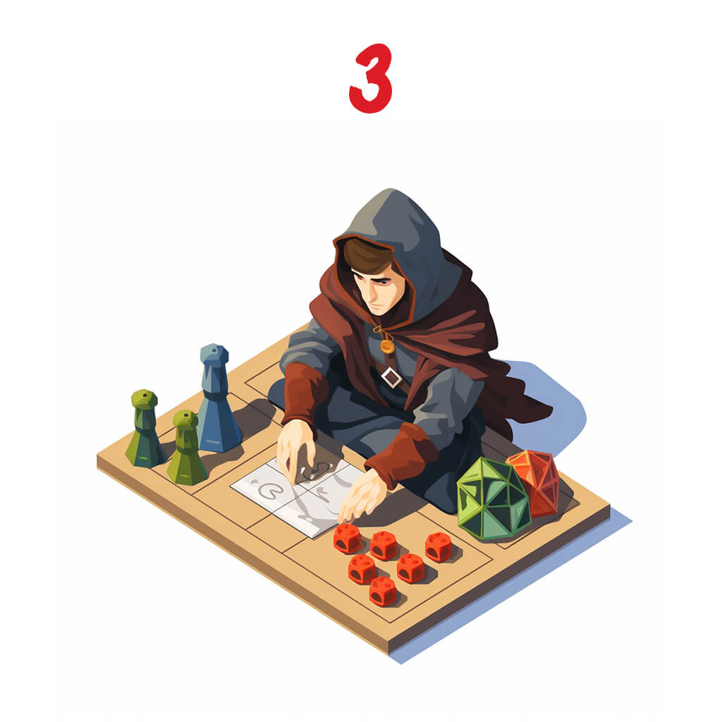 Vector image of a DM playing a D&D or RPG session